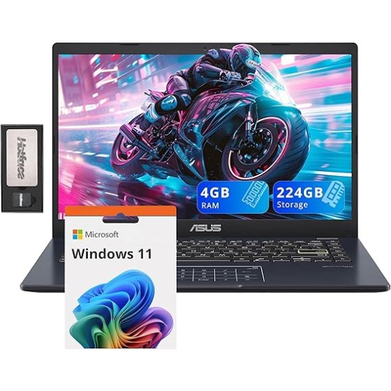 ASUS 14" FHD Laptop, Intel Pentium N6000 Processor, 4GB RAM, 224GB Storage(64GB eMMC+160GB Docking Station Set), Intel UHD Graphics, Webcam, Bluetooth, Win 11, Star Black