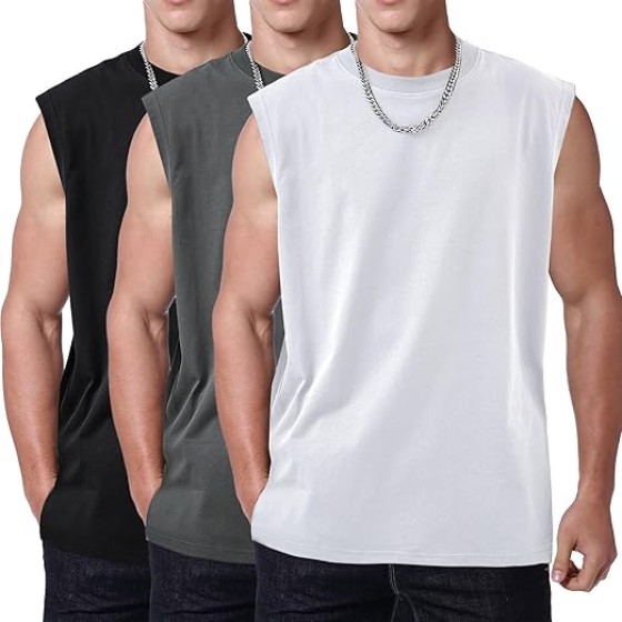 Mens Workout Tank Tops Sleeveless Tee Shirts Men Muscle Shirt Gym Acid Wash T Shirts Running Beach Loose Fit Tee